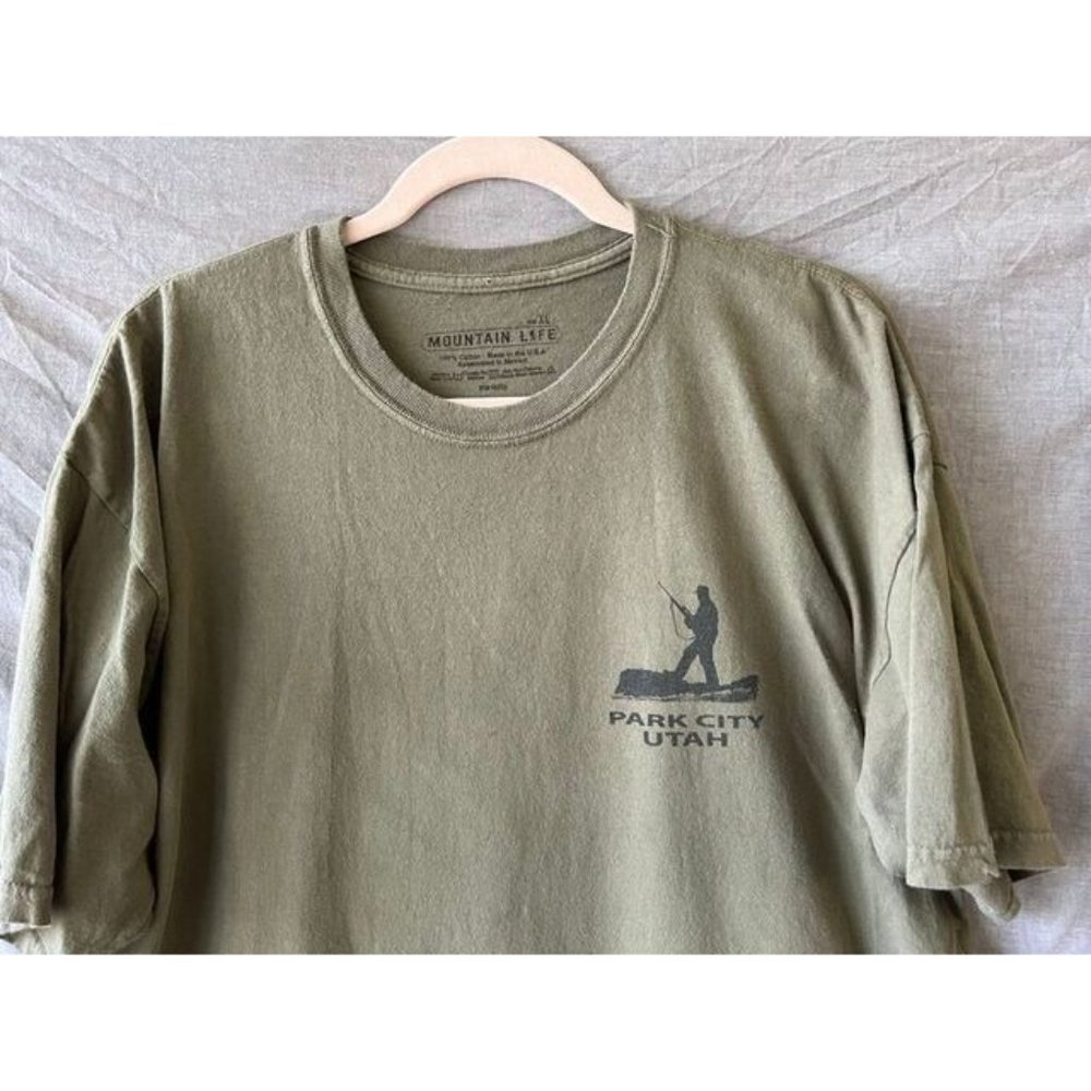 Park City Utah Shirt Adult XL Brown Mountain Life Short Sleeve Pullover Tee Mens - Picture 2 of 9